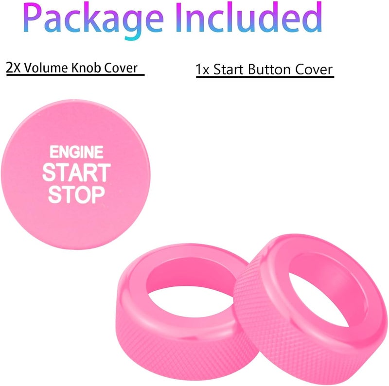 HDUFC for Kia Carnival/Carnival Hybrid/K5/Niro/Sorento/Sportage Interior Package, Push-Button Start, air Conditioning Control knob Cover, 3-Piece Set (Pink) - Image 3